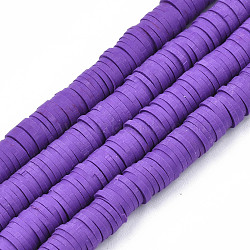 Handmade Polymer Clay Beads Strands, for DIY Jewelry Crafts Supplies, Heishi Beads, Disc/Flat Round, Mauve, 6x0.5~1mm, Hole: 1.8mm, about 290~320pcs/strand, 15.75 inch~16.14 inch(40~41cm)(CLAY-R089-6mm-013)