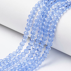 Glass Beads Strands, Faceted, Rondelle, Light Sky Blue, 8x6mm, Hole: 1mm, about 65~68pcs/strand, 15.7~16.1 inch(40~41cm)(X-EGLA-A034-T8mm-D14)
