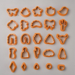 25pcs Plastic Molds, for Cookie Cutter, DIY Polymer Clay Cutting Tools, Dark Orange, 22~47x21~47x14~15mm, 25pcs/set(AJEW-WH20002-06A)