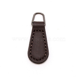 Imitation Leather Zipper Slider, with Gunmetal Alloy Linking Ring, for Garment Accessories, Coconut Brown, 3.6cm, Hole: 7x6mm(FIND-WH0040-26)