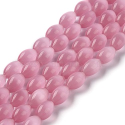 Cat Eye Beads, Oval, Flamingo, 8~8.5x12~12.5mm, Hole: 0.8mm, about 31pcs/strand, 14.69''(37.3cm)(G-NH0003-01)