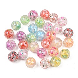 Transparent Resin Beads, Round with Fruit Slice Shape, with Polymer Clay, Mixed Color, 15.5mm, Hole: 2.2mm(RESI-C070-11)