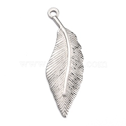 304 Stainless Steel Big Pendants, Leaf, Stainless Steel Color, 50x16x1.5mm, Hole: 2.8mm(STAS-H140-29A-P)