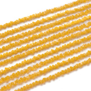 Glass Beads Strands, Imitation Jade Glass, Faceted, Polygon, Goldenrod, 2.5x2.5x2.5mm, Hole: 0.7mm, about 150pcs/strand, 13.39''(34cm)