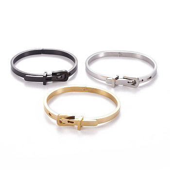 304 Stainless Steel Bangles, Watch Band Bangles, Mixed Color, 1-3/4 inchx2-1/4 inch~2-1/2 inch(4.6x5.6~6.4cm), 5mm