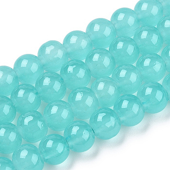 Baking Painted Imitation Jade Glass Round Bead Strands, Pale Turquoise, 8.5~9mm, Hole: 1.5mm, about 105pcs/strand, 31.8 inch
