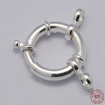 925 Sterling Silver Spring Rings Clasps, Silver, 12mm