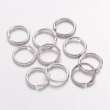 Jump Rings, Open Jump Rings, Brass, Cadmium Free & Nickel Free & Lead Free, Platinum, 8x1mm, 18 Gauge, Inner Diameter: 6mm, about 3600pcs/500g