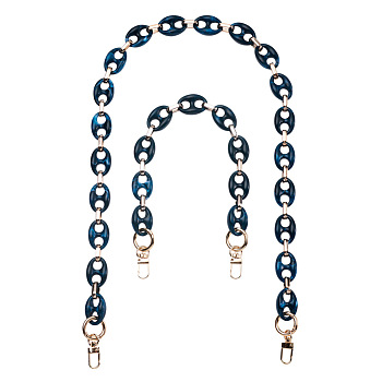 Givenny-EU 2Pcs 2 Style Acrylic Cable Chains Bag Handles, with Alloy Clasps, Bag Replacement Accessories, Teal, 43~85.7cm, 1pc/style