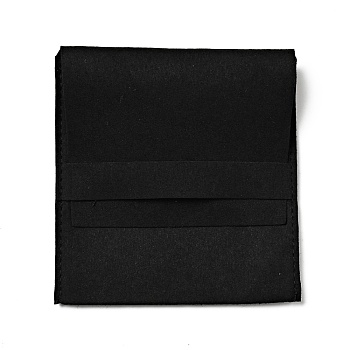 Microfiber Jewelry Pouches, Foldable Gift Bags, for Ring Necklace Earring Bracelet Jewelry, Square, Black, 10.1x9.8x0.3cm