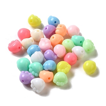 Opaque Acrylic Beads, Paw Print, Mixed Color, 11x12x9mm, Hole: 1.6mm, about 724pcs/500g