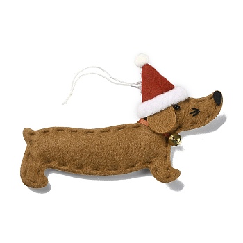 Dachshund Non-woven Fabric Pendant Decorations, for Christmas Tree Hanging Ornaments, Coffee, 175~185mm