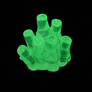 Luminous Resin Ornament, Glow in the Dark Minifigure Cartoon Display Decoration, Bamboo, 25.5x22x11mm