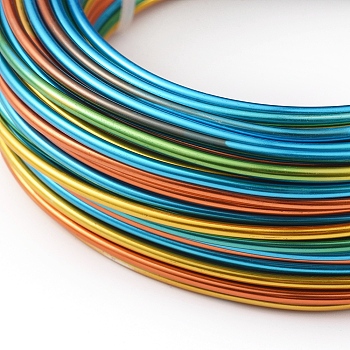 Round Aluminum Wire, Colorful, 12 Gauge, 2mm, about 23.4m/roll