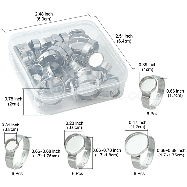 24 個 4 サイズ調整可能 304 ステンレス鋼製指輪コンポーネント(STAS-FS0001-38)-5