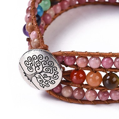 bracelets en cordon de perles de rhodonite naturelle(BJEW-K214-B01)-2
