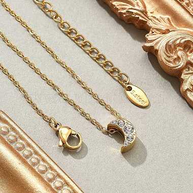 304 Stainless Steel Crystal Rhinestone Pendant Cable Chain Necklaces for Women(NJEW-C062-01E-G)-2