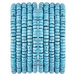 2 Strands Dyed Synthetic Turquoise Beads Strands, Flat Round/Disc, Frosted, Heishi Beads, Turquoise, 4x2~2.5mm, Hole: 0.8~0.9mm, about 161~164pcs/strand, 14.96''~15.12''(38~38.4cm)(G-DC0001-62)