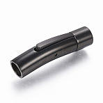 304 Stainless Steel Bayonet Clasps, Ion Plating(IP), Tube, Electrophoresis Black, 30x8x10mm, Hole: 6mm(STAS-F131-25B)