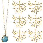 10Pcs Brass Pendants, Branch and Leaf, Lead Free & Cadmium Free & Nickel Free, Raw(Unplated), 33x36x2mm, Hole: 1.5mm(KK-SC0006-69)