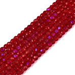 Electroplate Transparent Glass Beads Strands, Bicone, Faceted, Dark Red, 2~2.3x1.8~2mm, Hole: 0.5~0.6mm, about 182~195pcs/strand, 13.98~14.76 inch(35.5~37.5cm)(EGLA-N028-01A-B01)