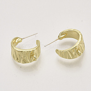 Alloy Stud Earring Findings, Half Hoop Earrings, with Loop, Light Gold, 22x10mm, Hole: 1.8mm, Pin: 0.6mm(PALLOY-S121-244)
