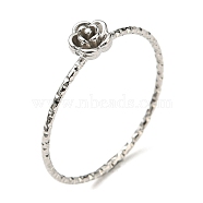 304 Stainless Steel Rose Flower Finger Ring, Stainless Steel Color, US Size 8 1/4(18.3mm)(RJEW-P090-01P)