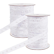 Polyester Ribbons, with Plastic Buttons, White, 18mm, Thick, 2mm and 4.5mm, about 50yard/Roll, 2rolls/set(OCOR-WH0032-15)