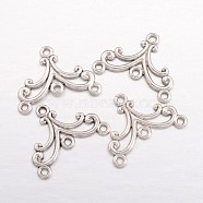 Alloy Chandelier Components, Lead Free and Cadmium Free, Antique Silver Color, 27x21x1.5mm, Hole: 2mm(EA9730Y)