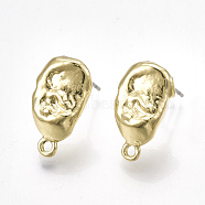 Alloy Stud Earring Findings, with Steel Pins and Loop, Light Gold, 17x9.5mm, Hole: 1.5mm, Pin: 0.7mm(PALLOY-T065-36)