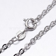 Rhodium Plated 925 Sterling Silver Cable Chains Necklaces, with Spring Ring Clasps, Platinum, 24 inch, 1.9mm(NJEW-M157-40C-24)