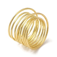 Brass Wire Layer Wrap Ring, Hollow Wide Band Ring for Women, Real 18K Gold Plated, US Size 7 3/4(17.9mm), 12~18mm(RJEW-Q778-34G)