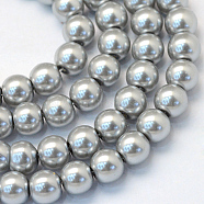 Baking Painted Glass Pearl Bead Strands, Pearlized, Round, Dark Gray, 3~4mm, Hole: 0.5mm, about 195pcs/strand, 23.6 inch(X-HY-Q003-3mm-34)