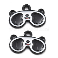 Panda Theme Alloy Enamel Pendants, Black, Glasses Panda, 12x17x1.5mm, Hole: 1.6mm(ENAM-F150-04)