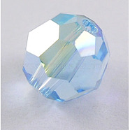 Austrian Crystal Beads, 8mm Faceted Round, Aqua, AB, hole: 1mm(X-5000_8mm202AB)