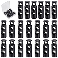 Gorgecraft 20Pcs Alloy Spring Cord Locks, Double Hole Drawstring Stopper Fastener Buttons, Garment Accessories, Cadmium Free & Lead Free, Column, Electrophoresis Black, 22x7x7mm, Hole: 4mm(FIND-GF0002-75B)