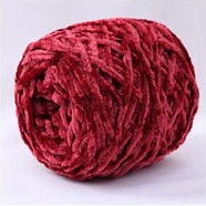 Wool Chenille Yarn, Velvet Cotton Hand Knitting Threads, for Baby Sweater Scarf Fabric Needlework Craft, FireBrick, 5mm, 95~100g/skein(PW22070163640)