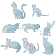 Waterproof PVC Colored Laser Stained Window Film Adhesive Stickers, Electrostatic Window Stickers, Cat Pattern, 12cm, 16pcs/set(DIY-WH0256-029)