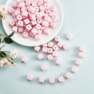 20Pcs Pink Cube Letter Silicone Beads 12x12x12mm Square Dice Alphabet Beads with 2mm Hole Spacer Loose Letter Beads for Bracelet Necklace Jewelry Making, Letter.U, 12mm, Hole: 2mm(JX435U)