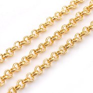 Iron Rolo Chains, Belcher Chain, Unwelded, Golden, with Spool, Link: about 2.5mm in diameter, 0.8mm thick, about 328.08 Feet(100m)/roll(CHT096Y-G)
