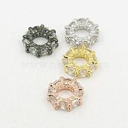 Brass Cubic Zirconia European Beads, Rondelle, Mixed Color, 8x3mm, Hole: 4mm(ZIRC-F001-101)