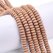 Handmade Polymer Clay Beads Strands, for DIY Jewelry Crafts Supplies, Flat Round, Camel, 6~7x3mm, Hole: 1.5mm, about 113~116pcs/strand, 15.55 inch~16.14 inch(39.5~41cm)(CLAY-N008-008-126)