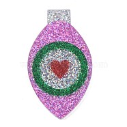 Christmas Theme Acrylic Pendants, with Glitter Power, Eye, 44.5x25.5x2mm, Hole: 1.9mm(OACR-Q100-05A)