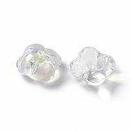 Electroplate Glass Bead, Flower, White, 11.5x11.5x5.5mm, Hole: 1.2mm(EGLA-H102-04D)
