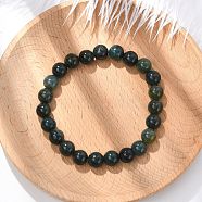 Natural Moss Agate Beaded Stretch Bracelets, Round, 2 inch(5.2cm), Bead: 8mm, 22~24pcs/Strand(X-B072-5)