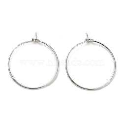 Brass Hoop Earrings Findings, Wine Glass Charms Findings, Platinum, 30.5x25mm, Pin: 0.6mm(IFIN-R211-01P)