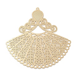 Rack Plating Brass Pendants,  Long-Lasting Plated, Little Girl, Light Gold, 49x50x0.3mm, Hole: 1.2mm(KK-S400-09KCG)