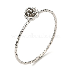 Non-Tarnish 304 Stainless Steel Rose Flower Finger Ring, Stainless Steel Color, US Size 8 1/4(18.3mm)(RJEW-P090-01P)