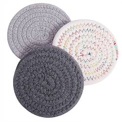 6Pcs 3 Colors Cotton Thread Weave Hot Pot Holders, Hot Pads, Coasters, For Cooking and Baking, Mixed Color, 117x7mm, 2pcs/color(DIY-SZ0003-50B)
