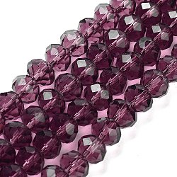 Handmade Glass Beads, Imitate Austrian Crystal, Faceted Rondelle, Purple, 8.00x6.00mm, Hole: 1.00mm, about 68~70pcs/strand(X-G02YI052)